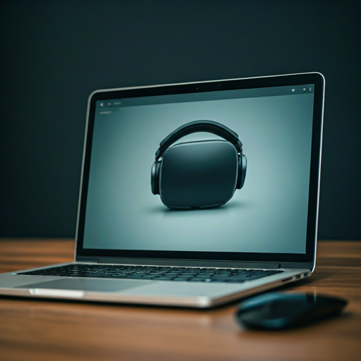 Laptop showing VR software